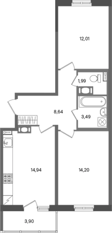 Купить трехкомнатную квартиру у метро Парнас в Сертолове. Вариант № 7266053, 0, площадь -  квм, цена 9351684 рублей