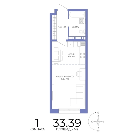 Купить однокомнатную квартиру на улице Побочинская в Пензе. Вариант № 127319, 0, площадь -  квм, цена 3071880 рублей