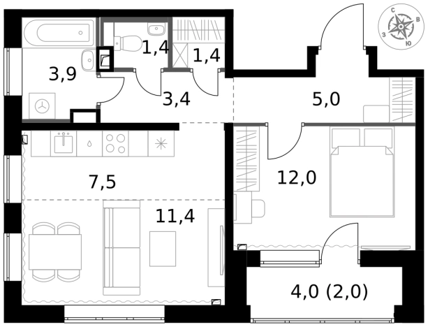 Купить двухкомнатную квартиру у метро Физтех в Химках. Вариант № 9711806, 0, площадь -  квм, цена 12240000 рублей