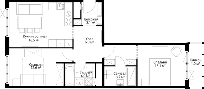 Купить двухкомнатную квартиру у метро Домодедовская в Видном. Вариант № 6740086, 0, площадь -  квм, цена 15876464 рублей