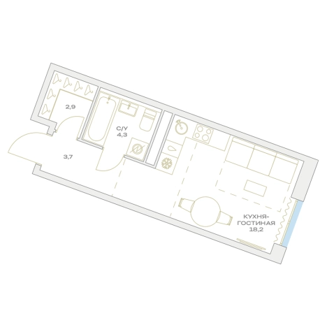 Купить Студию в ЖК Детали в Москве. Вариант № 876711, 0, площадь -  квм, цена 8089385 рублей