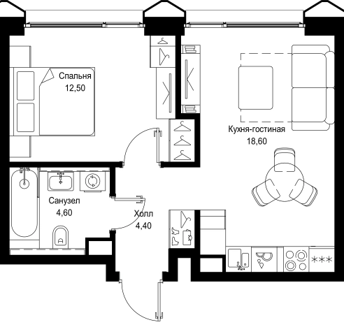 Купить однокомнатную квартиру в новостройках у метро Тушинская в Москве. Вариант № 3091471, 0, площадь -  квм, цена 19673060 рублей