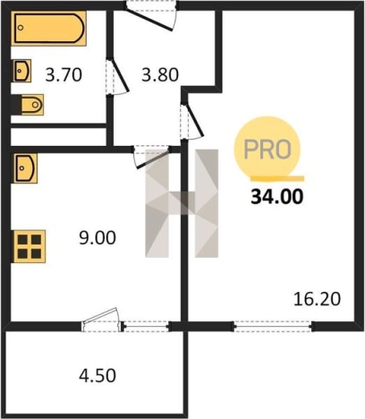 Купить однокомнатную квартиру в ЖК Гагарин в Ижевске. Вариант № 61822, 0, площадь -  квм, цена 2621500 рублей