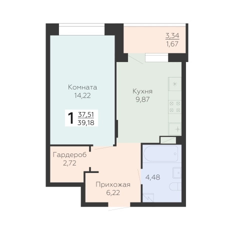 Купить квартиру в ЖК Арт-квартал Зарядье в Воронеже. Вариант № 146634, 0, площадь -  квм, цена 5720280 рублей