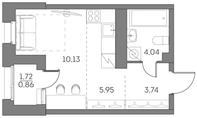 . Вариант № 842018, 0, площадь - 24.72 квм, цена 13643090 рублей