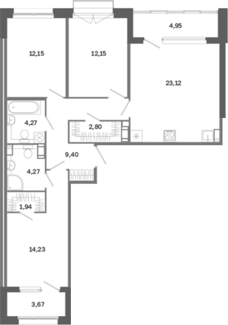 Купить многокомнатную квартиру у метро Обводный Канал в Санкт-Петербурге. Вариант № 6261104, 0, площадь -  квм, цена 35958312 рублей