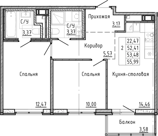 Купить двухкомнатную квартиру в районе Приморский в Санкт-Петербурге. Вариант № 8163916, 0, площадь -  квм, цена 13985020 рублей