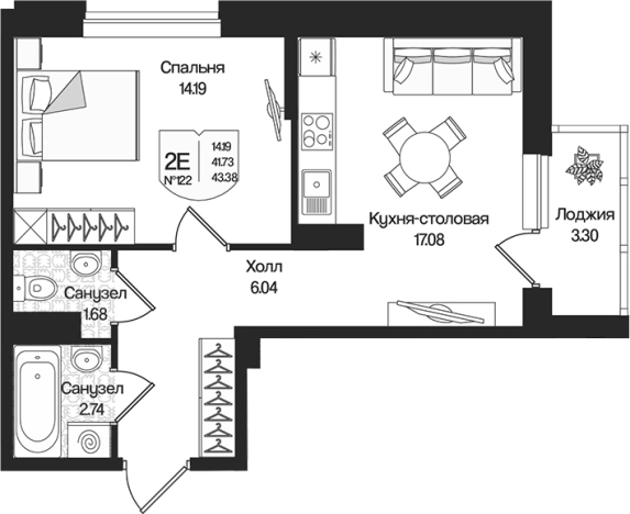 Купить двухкомнатную квартиру в ЖК Охтинские высоты в Ленинградской области. Вариант № 7261477, 0, площадь -  квм, цена 9571673 рублей