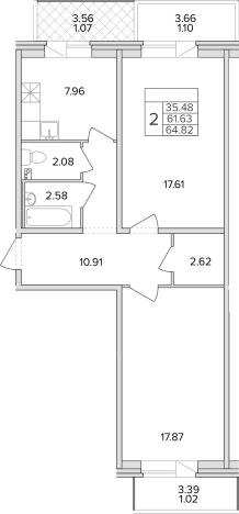 Купить двухкомнатную квартиру в новостройках на улице Маршала Захарова в Санкт-Петербурге. Вариант № 77367, 0, площадь -  квм, цена 9600000 рублей