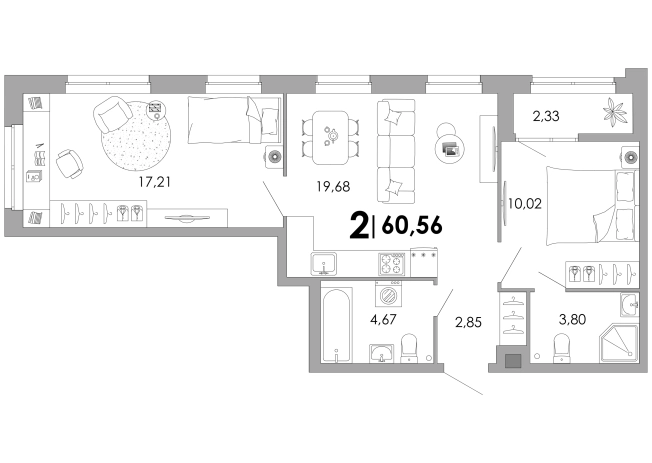 Купить двухкомнатную квартиру в новостройках в районе Октябрьский в Владимире. Вариант № 148157, 0, площадь -  квм, цена 9084000 рублей