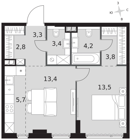 Купить двухкомнатную квартиру у метро Хорошево в Москве. Вариант № 9507901, 0, площадь -  квм, цена 37048950 рублей