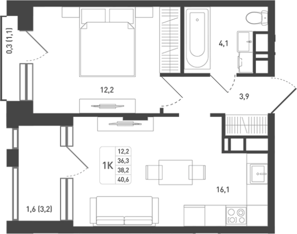 Купить однокомнатную квартиру у метро Подольск в Подольске. Вариант № 105267, 0, площадь - квм, цена 8416377 рублей