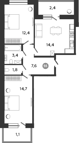 Купить двухкомнатную квартиру в ЖК Графская слобода в Песках в Ленинградской области. Вариант № 9104927, 0, площадь -  квм, цена 8785600 рублей