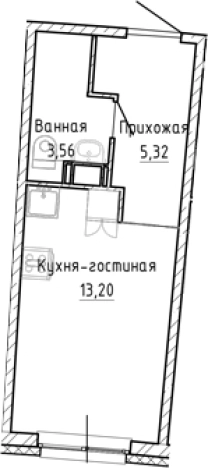 Купить Студию у метро Девяткино в Мурине. Вариант № 8928852, 0, площадь -  квм, цена 5043355 рублей