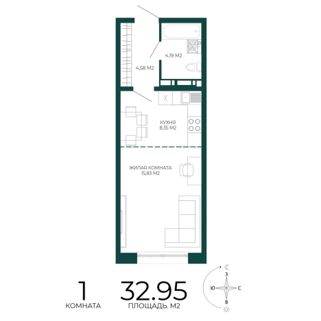 Купить однокомнатную квартиру в Микрорайоне Пенза-2, Железнодорожный район в Пензе. Вариант № 5388542, 0, площадь -  квм, цена 3031400 рублей