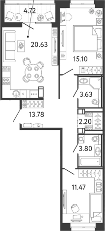 Купить трехкомнатную квартиру в ЖК Ultra City 3.0 в Санкт-Петербурге. Вариант № 6057554, 0, площадь -  квм, цена 19232568 рублей