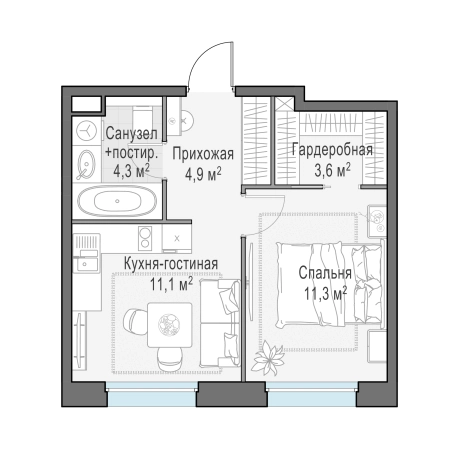 Купить однокомнатную квартиру в новостройках на улице Щербакова в Мытищах. Вариант № 167257, 0, площадь -  квм, цена 7950000 рублей