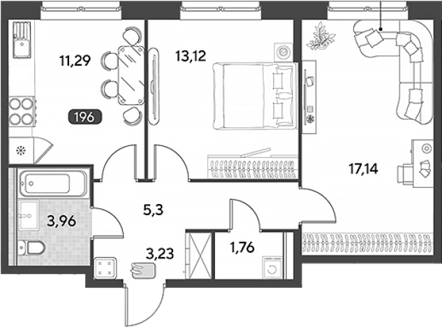Купить двухкомнатную квартиру в Калужской области. Вариант № 123047, 0, площадь -  квм, цена 5555894 рублей