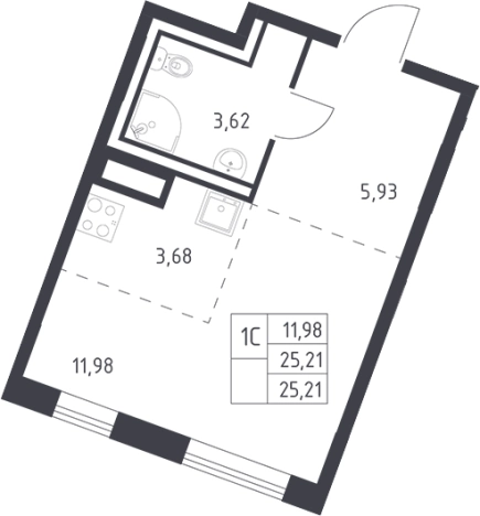 Купить Студию у метро Проспект Ветеранов в Ленинградской области. Вариант № 6708209, 0, площадь -  квм, цена 3928953 рублей