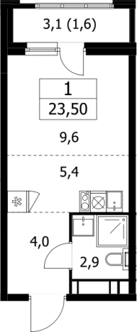 . Вариант № 141140, 0, площадь - 21.9 квм, цена 8755160 рублей
