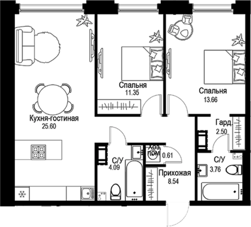 Купить трехкомнатную квартиру в новостройках в ЖК ID Petrogradskaya в Санкт-Петербурге. Вариант № 4829235, 0, площадь -  квм, цена 49077000 рублей