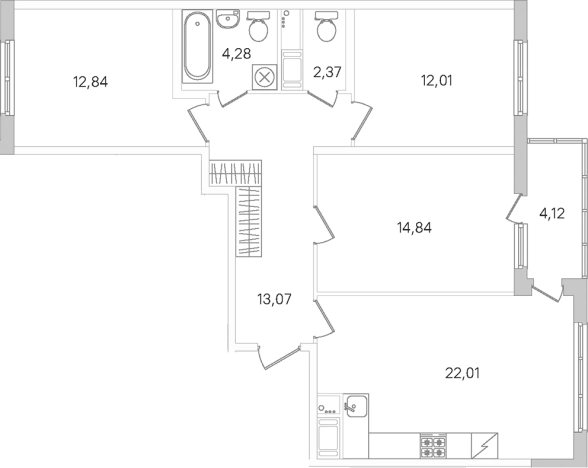 Купить многокомнатную квартиру в ЖК Ясно.Янино в Ленинградской области. Вариант № 8488459, 0, площадь -  квм, цена 14036808 рублей