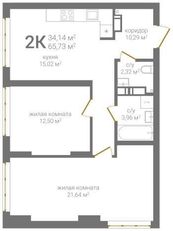 . Вариант № 137507, 0, площадь - 65.73 квм, цена 11568480 рублей