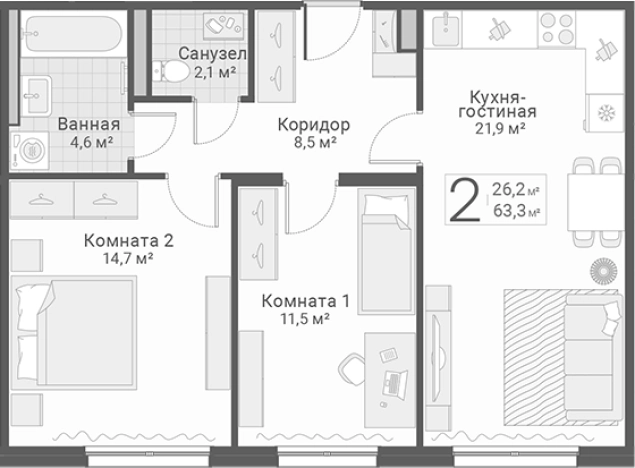 Купить двухкомнатную квартиру в новостройках в ЖК Руднева, 15 в Санкт-Петербурге. Вариант № 7603523, 0, площадь -  квм, цена 16800000 рублей