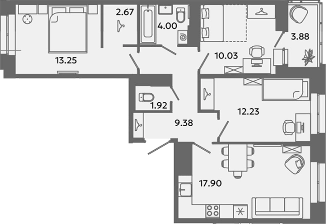 Купить многокомнатную квартиру в ЖК Загляденье в Ленинградской области. Вариант № 6631911, 0, площадь -  квм, цена 11016039 рублей