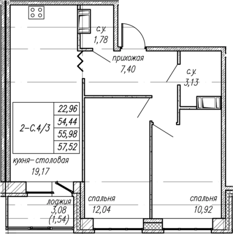 Купить трехкомнатную квартиру в ЖК Уютный в Ленинградской области. Вариант № 8063748, 0, площадь -  квм, цена 9425241 рублей