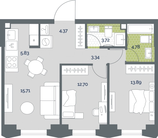 Купить двухкомнатную квартиру в районе Марьина Роща в Москве. Вариант № 159336, 0, площадь -  квм, цена 30889276 рублей