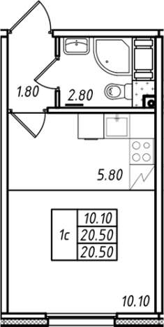 Купить Студию на улице Александра Разгонина в Ленинградской области. Вариант № 9502871, 0, площадь -  квм, цена 3815480 рублей