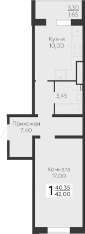 . Вариант № 8338642, 0, площадь - 40.35 квм, цена 7340096 рублей