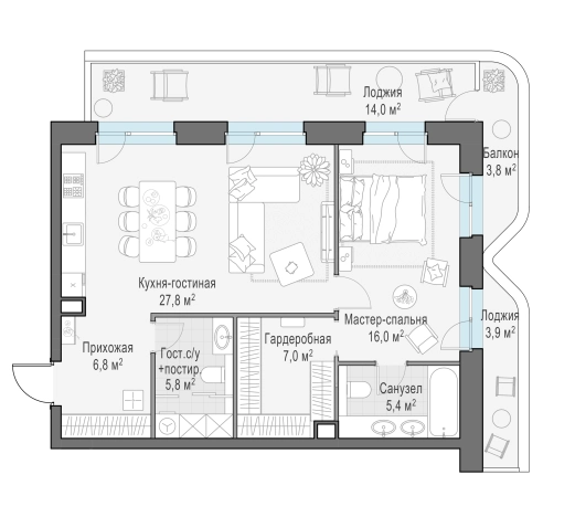 Купить квартиру в ЖК FORIVER в Москве. Вариант № 169143, 0, площадь -  квм, цена 46340000 рублей