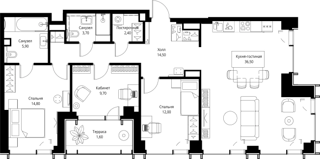 . Вариант № 10381172, 0, площадь - 101.1 квм, цена 63591900 рублей