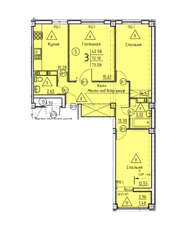 Купить трехкомнатную квартиру в новостройках в ЖК Жилой комплекс "Арбековская застава" в Пензе. Вариант № 69599, 0, площадь -  квм, цена 8240960 рублей