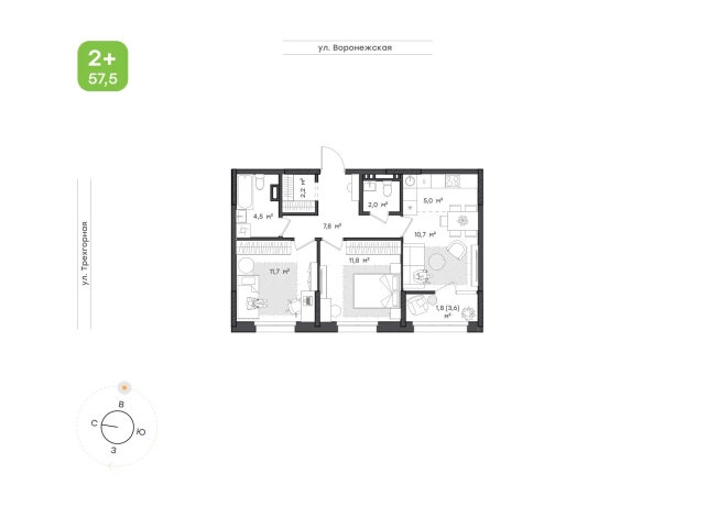 Купить квартиру на улице Воронежская в Хабаровске. Вариант № 3007468, 0, площадь -  квм, цена 9237795 рублей