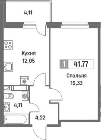 Купить однокомнатную квартиру в ЖК Фотограф в Мурине. Вариант № 8065060, 0, площадь -  квм, цена 8552953 рублей