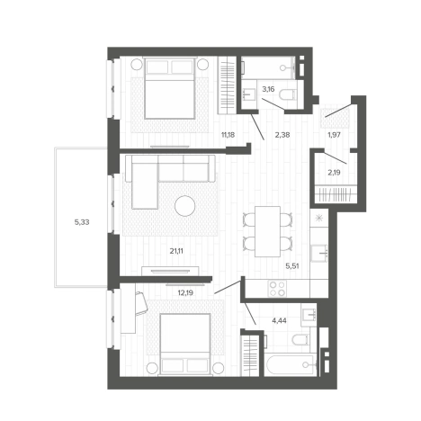 Купить трехкомнатную квартиру в Барнауле. Вариант № 2521089, 0, площадь -  квм, цена 12274000 рублей