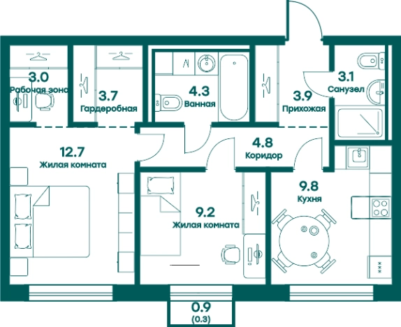Купить двухкомнатную квартиру в новостройках в Одинцове. Вариант № 739373, 0, площадь -  квм, цена 10945724 рублей