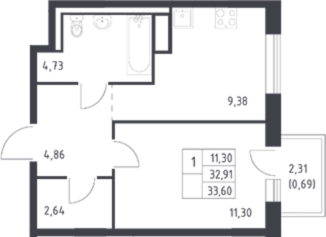Купить квартиру в ЖК Квартал Лаголово в Ленинградской области. Вариант № 6708167, 0, площадь -  квм, цена 4829328 рублей