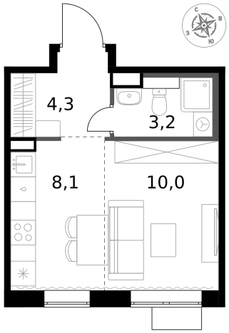 Купить однокомнатную квартиру у метро Физтех в Химках. Вариант № 9711939, 0, площадь -  квм, цена 6606080 рублей