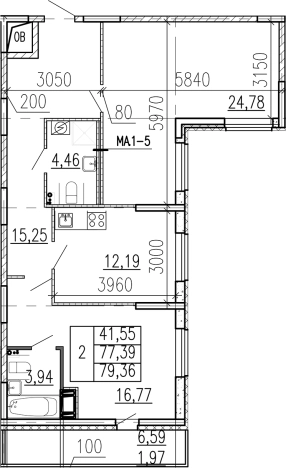 Купить двухкомнатную квартиру у метро Девяткино в Ленинградской области. Вариант № 9095376, 0, площадь -  квм, цена 11155400 рублей