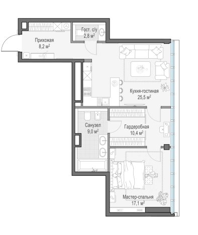 Купить однокомнатную квартиру у метро Фрунзенская в Москве. Вариант № 169528, 0, площадь -  квм, цена 226490000 рублей