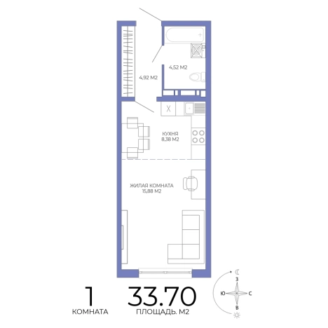 Купить однокомнатную квартиру на улице Побочинская в Пензе. Вариант № 127295, 0, площадь -  квм, цена 3100400 рублей