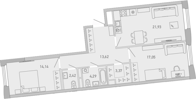 . Вариант № 9145328, 0, площадь - 76.82 квм, цена 30957161 рублей