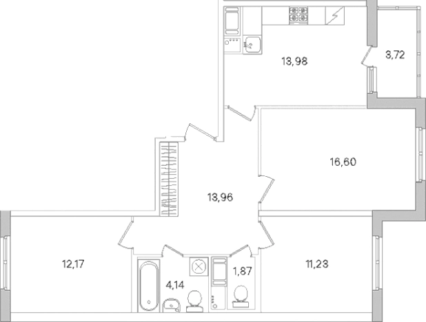 Купить трехкомнатную квартиру у метро Проспект Большевиков в Ленинградской области. Вариант № 8488577, 0, площадь -  квм, цена 11735865 рублей