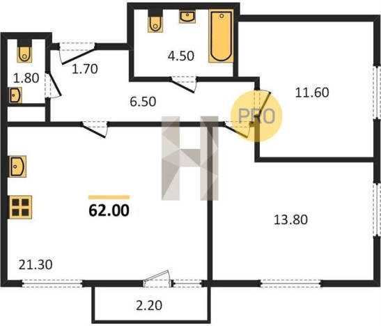 Купить двухкомнатную квартиру в ЖК Истории в Ижевске. Вариант № 62065, 0, площадь -  квм, цена 5124420 рублей