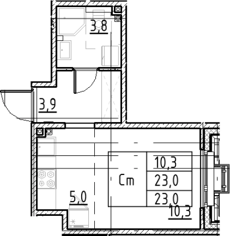 Купить Студию у метро Купчино в Санкт-Петербурге. Вариант № 9328154, 0, площадь -  квм, цена 5960404 рублей