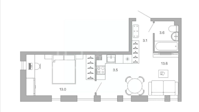 . Вариант № 22858, 10, площадь - 37 квм, цена 16500000 рублей
